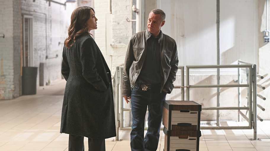 CHICAGO P.D. -- "Vows" Episode 12022 -- Pictured: (l-r) Sara Bues as Asa Chapman, Jason Beghe as Hank Voight -- (Photo by: Lori Allen/NBC)
