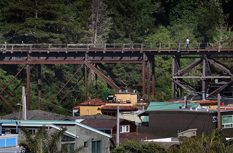 Photo | Trestle rises above Capitola Village, Soquel Creek