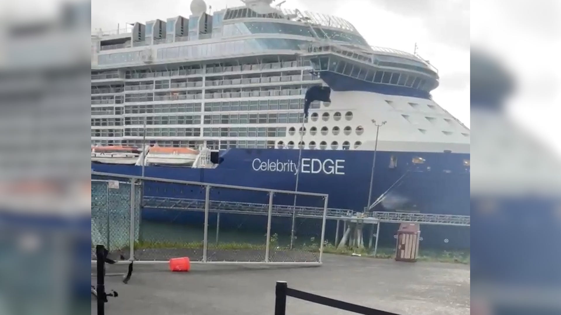 Celebrity ship breaks away from pier in 'sudden wind squall' during
