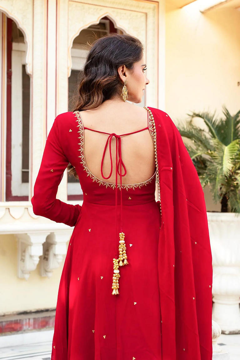 Stitching Dress Back Neck Design Khushi Verma Plain Backless Anarkali Suit  Anarkali Gown    Back Design,