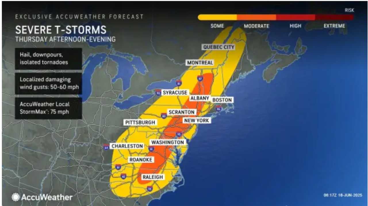 Severe Storms With Possible Isolated Tornadoes Near Northeast