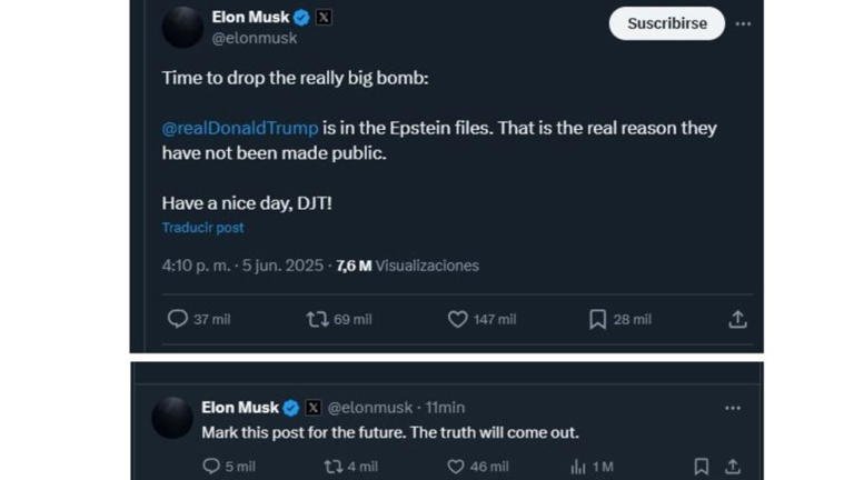 Elon Musk afirmó que Donald Trump está en los archivos Epstein