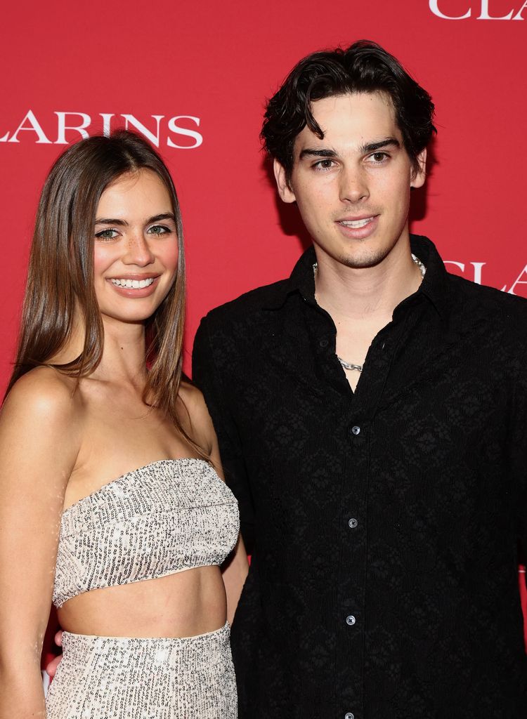 Alex Lee-Aillon and Paris Brosnan attend Clarins Celebrates Beauty Icons at Academy Museum of Motion Pictures