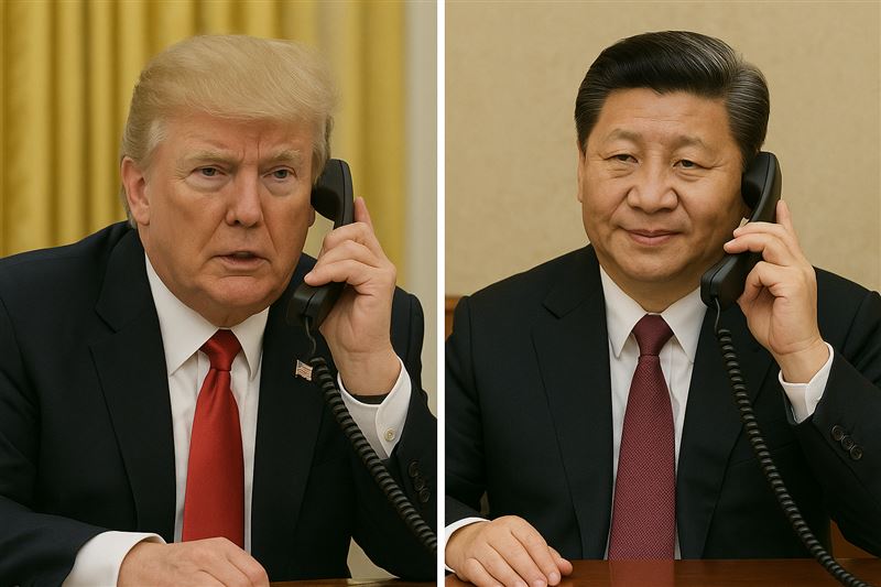 川普和習近平於5號晚間通話，兩人互相邀訪並同意重啟貿易談判。（圖片為AI生成示意圖）