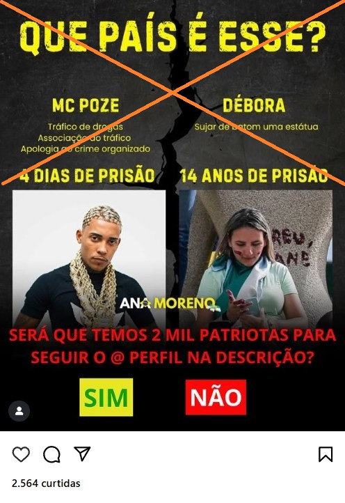 Captura de tela feita em 5 de junho de 2025 de uma publicação no Instagram