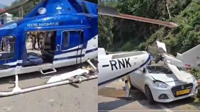 Video: Helicopter on Way to Kedarnath Crashlands on Highway in  Uttarakhand's Rudraprayag