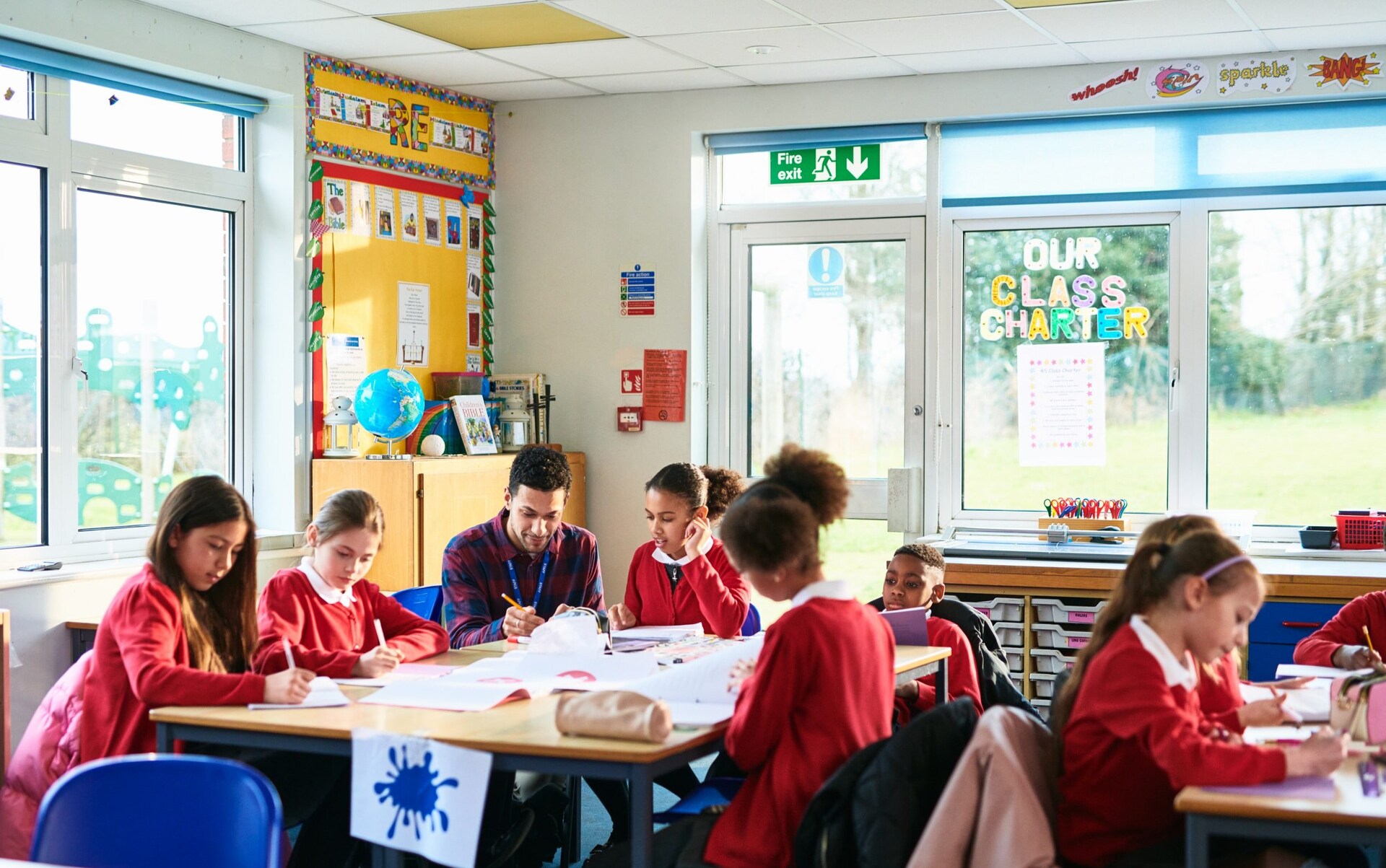 Primary school children in class