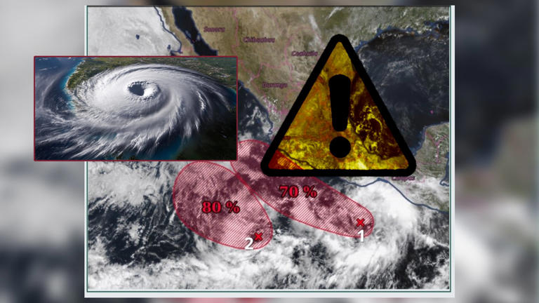 Los ciclones 'Bárbara' y 'Cosme' podrían provocar el efecto Fujiwhara frente a las costas del Pacífico de México. | Conagua