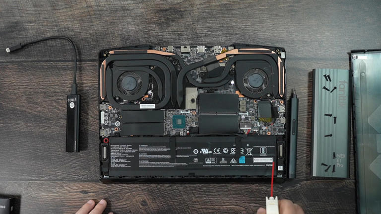 Laptop case open with a storage drive