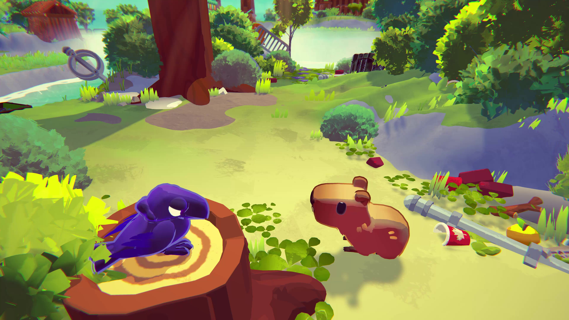 Capy Castaway is a whimsical exploration adventure inspired by memories of  childhood about a capybara and a crow trying to find their way home