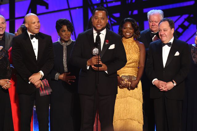Kevin Mazur/Getty Glenn Davis, LaTanya Richardson Jackson, Branden Jacobs-Jenkins and LaChanze accept the Best Play award for 'Purpose' during the 2025 Tony Awards