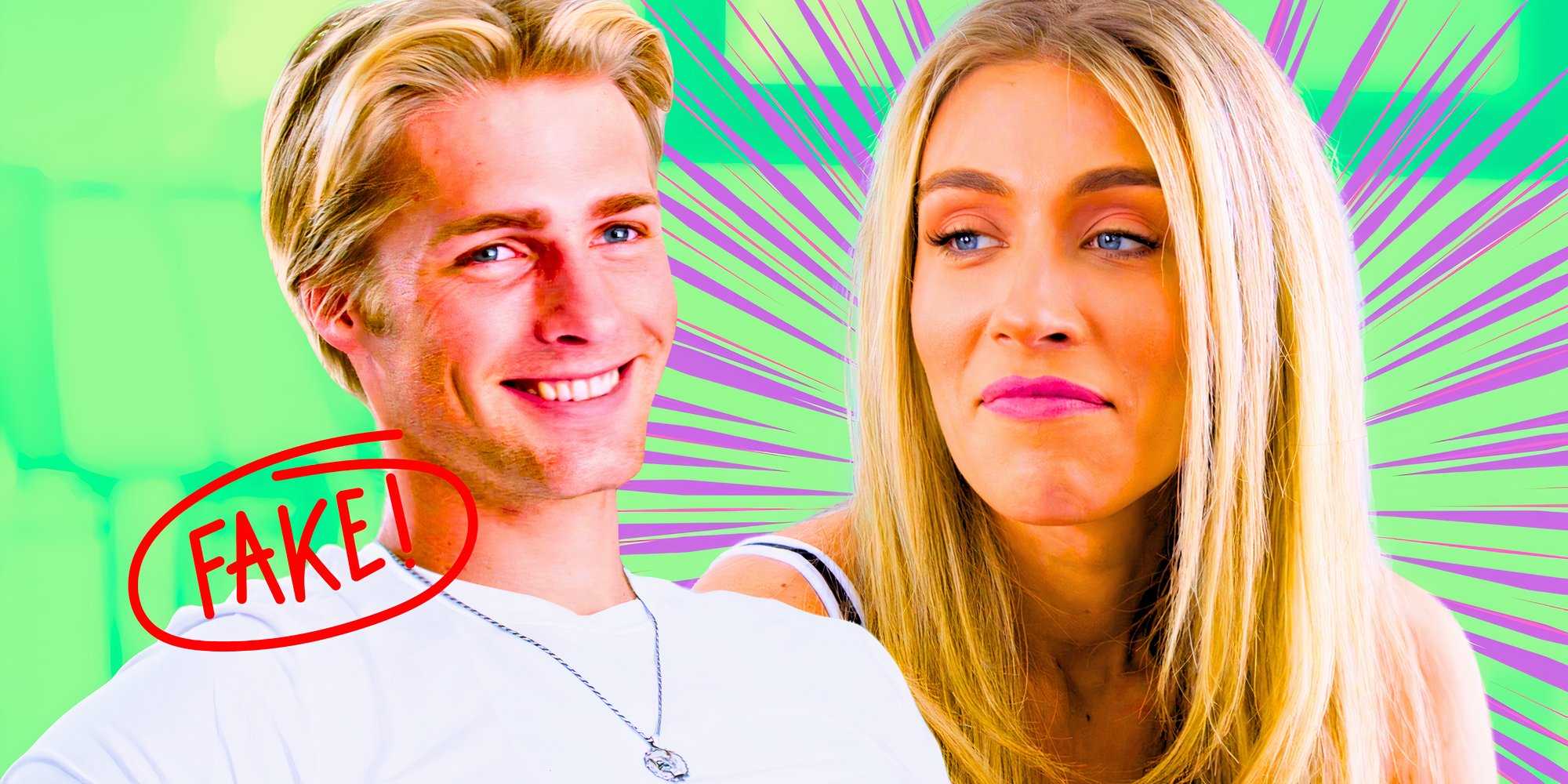 Welcome to Plathville stars Micah Plath and Veronica Peters in montage with both smiling and 