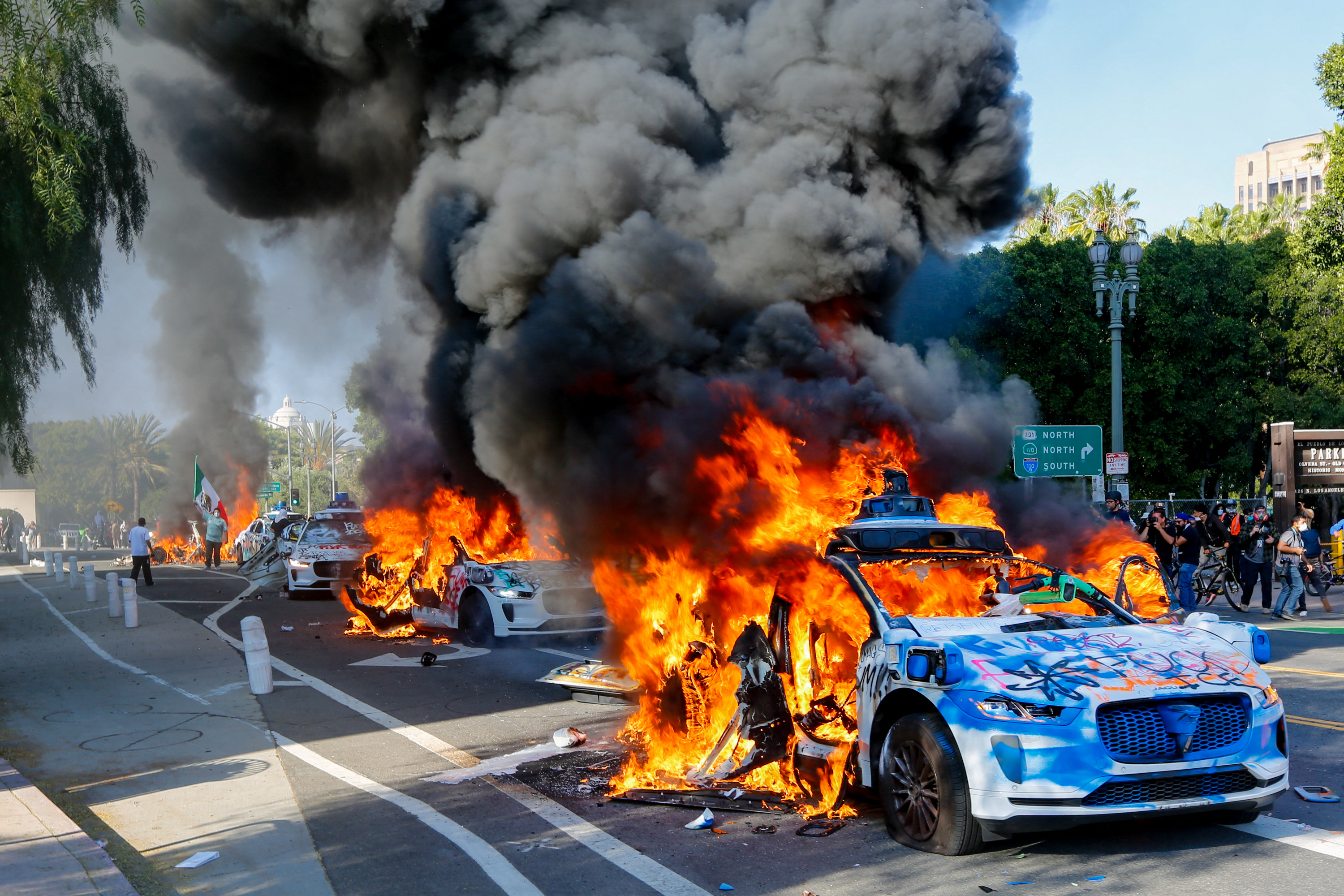 Waymo responds to cars being set on fire in Los Angeles