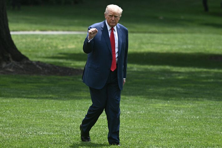 O presidente dos Estados Unidos, Donald Trump, caminha pela Casa Branca Foto: Brendan Smialowski/AFP