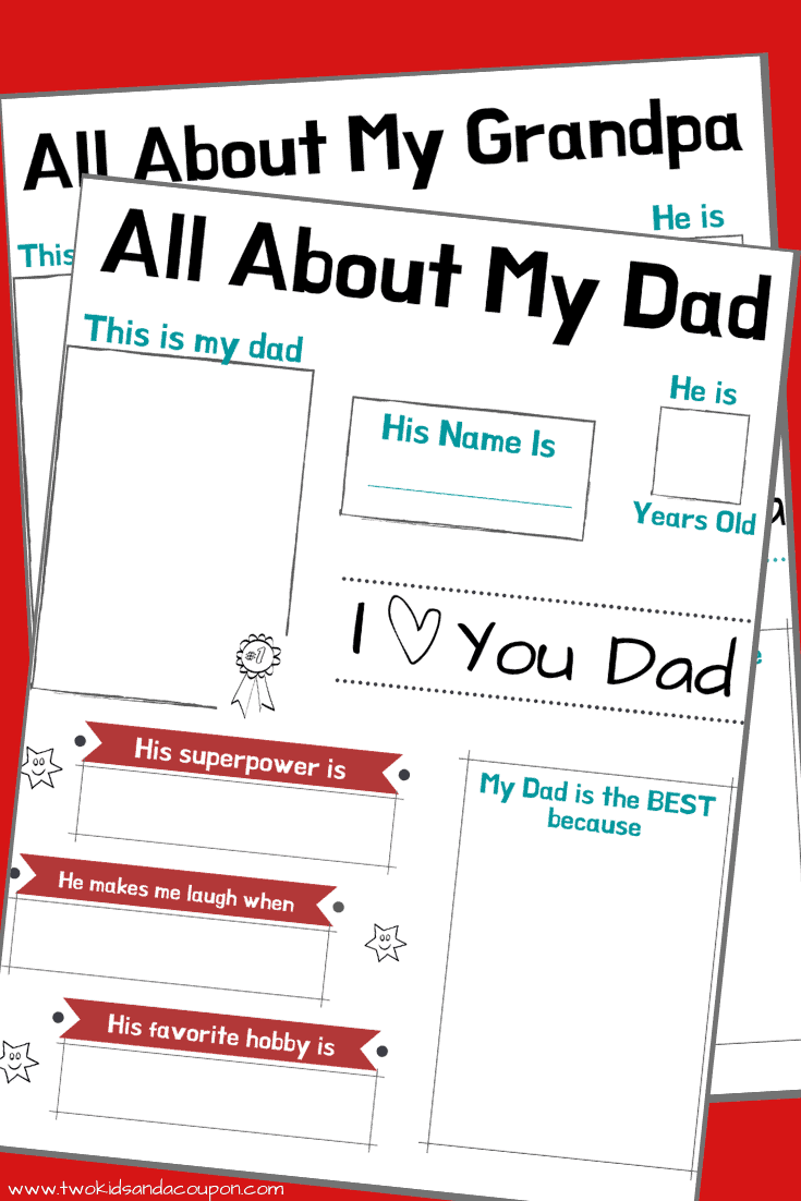 Free All About My Dad and All About My Grandpa Printables for All About My Grandpa Free Printable