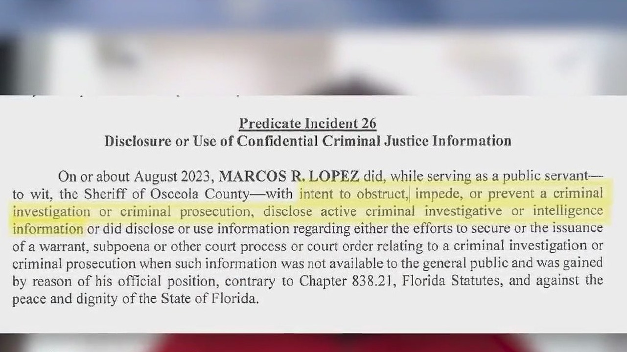 Osceola Co. Sheriff Lopez arrest update