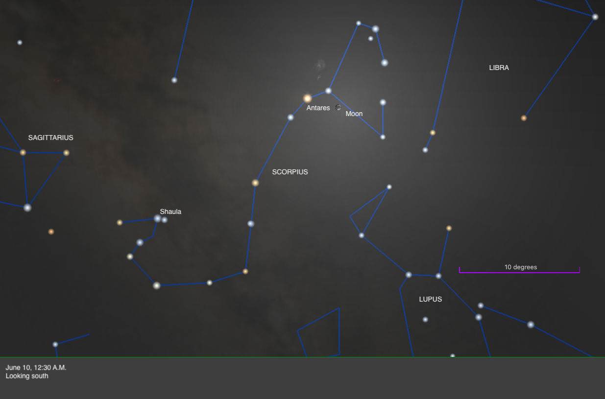 The Sky Today On Tuesday June 10 The Moon Meets Antares