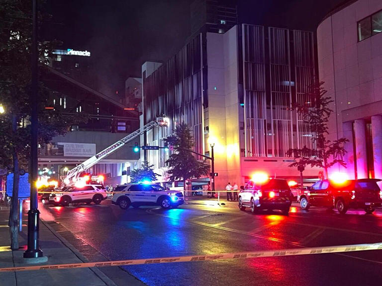 Explosions heard as large fire erupts inside downtown Nashville parking