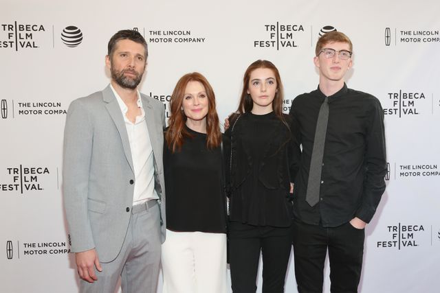 Getty Images Bart Freundlich and Julianne Moore and their kids, Caleb and Liv, attend Tribeca Film Festival on April 15, 2016, in New York City.