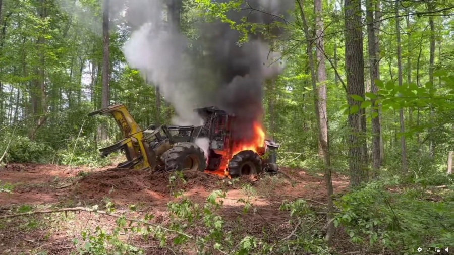 WATCH: Heavy machinery in flames, pouring smoke in Chesterfield