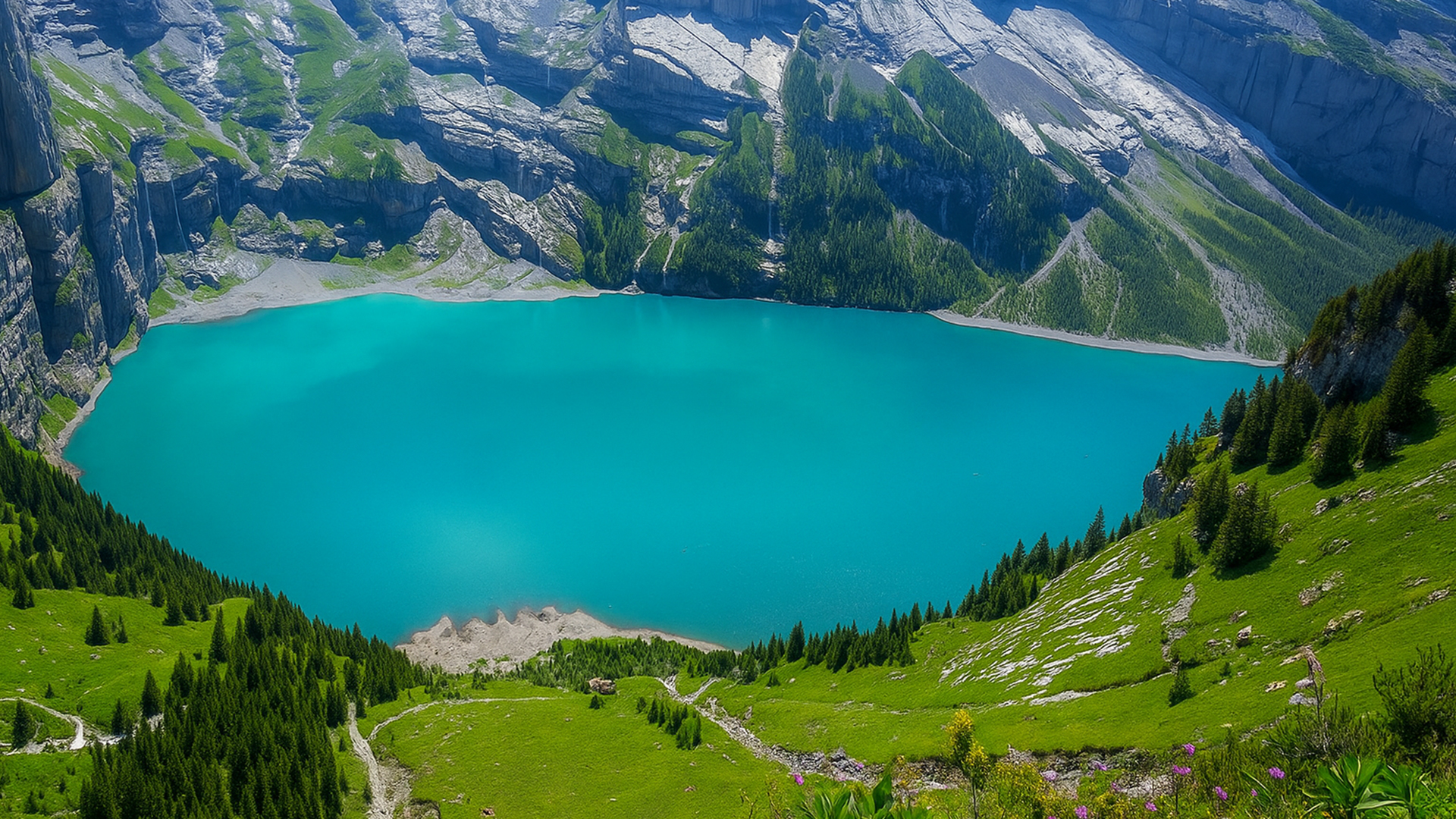 CALVENDO Puzzle Kuh vorm Öschinensee | 1000 Teile Lege-Größe 64x48cm Foto- Puzzle für glückliche Stunden kaufen