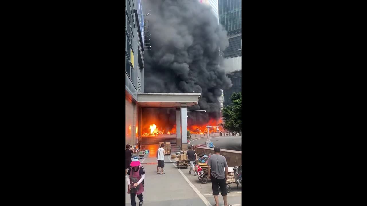 Massive Fire Erupts At Motorcycle Parking Lot In Chongqing China