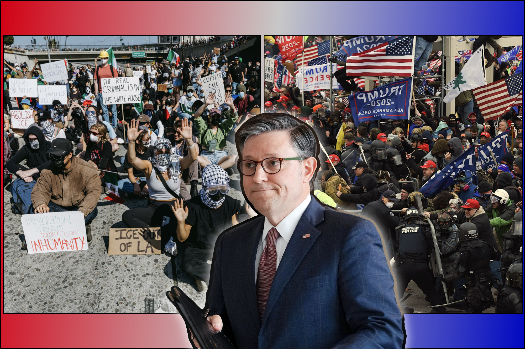 Mike Johnson Refuses to Explain 'Clear Distinction' Between J6 Riot and ...