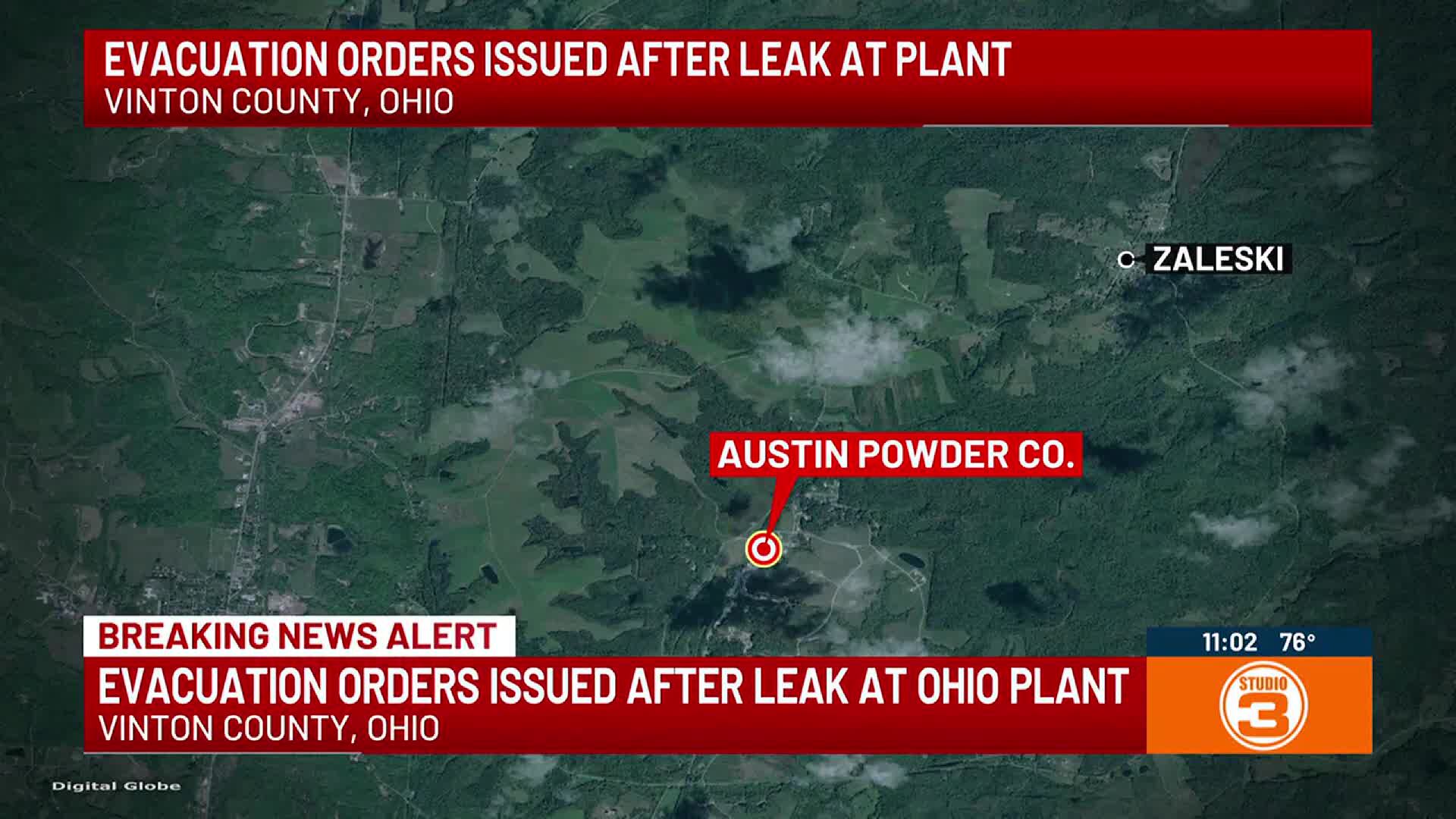 Evacuation orders issued after leak at Ohio plant