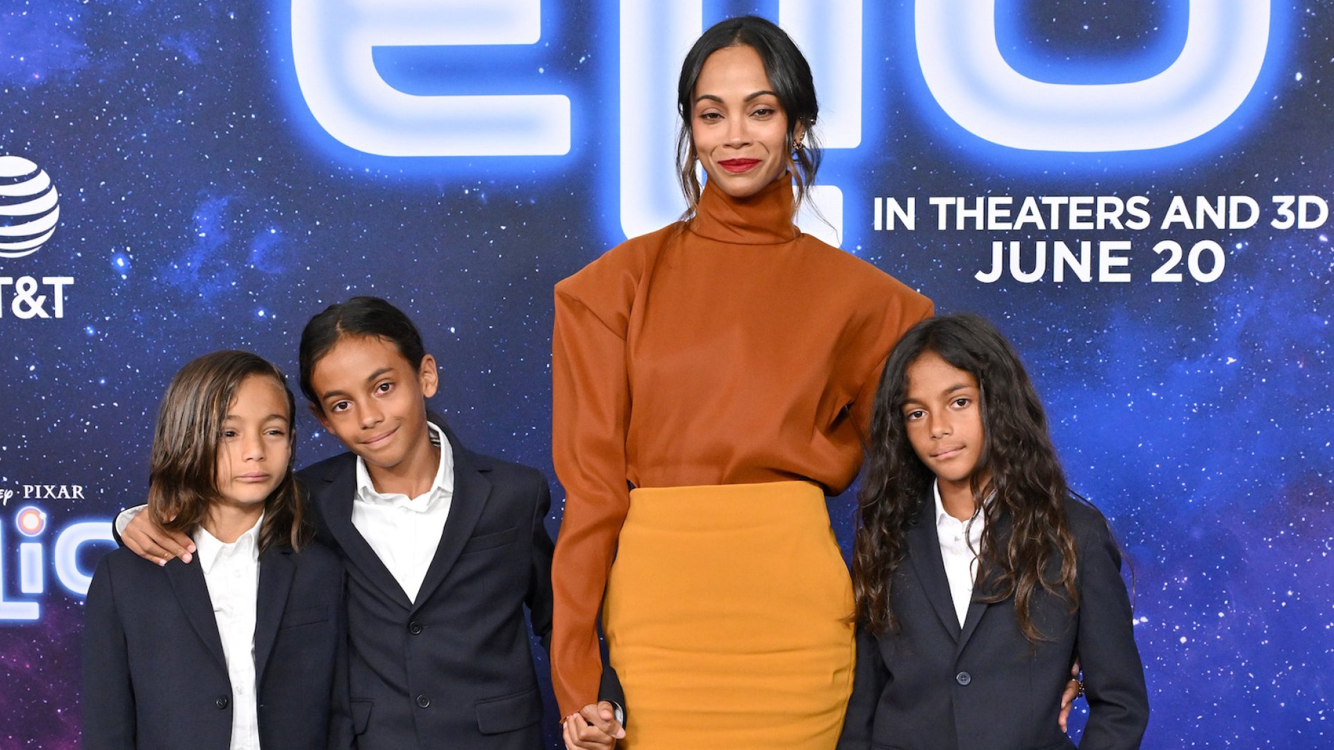 Zoe Saldana Brings Her 3 Sons to Premiere of ‘Elio'