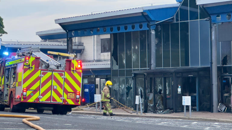 Larne Leisure Centre, which was being used as an emergency shelter, has also been attacked (Liam McBurney/PA Wire)