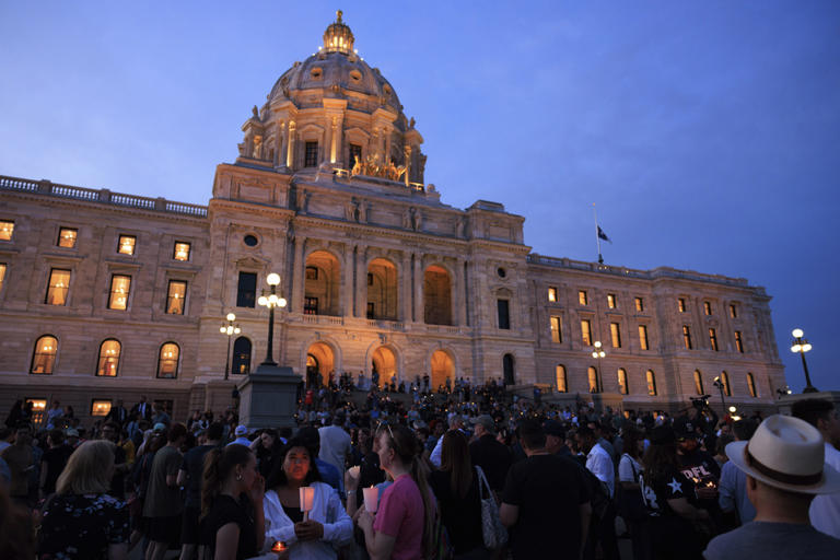 Photos of candlelight vigil honoring slain Minnesota lawmaker and her