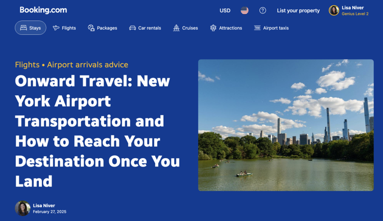 Booking.com: Onward Travel from New York Airports