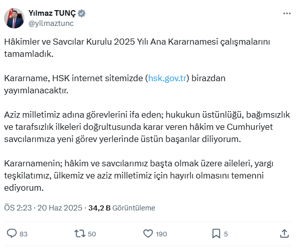 HSK kararnamesi açıklandı! 3698 hakim ve savcının görev yeri değişti
