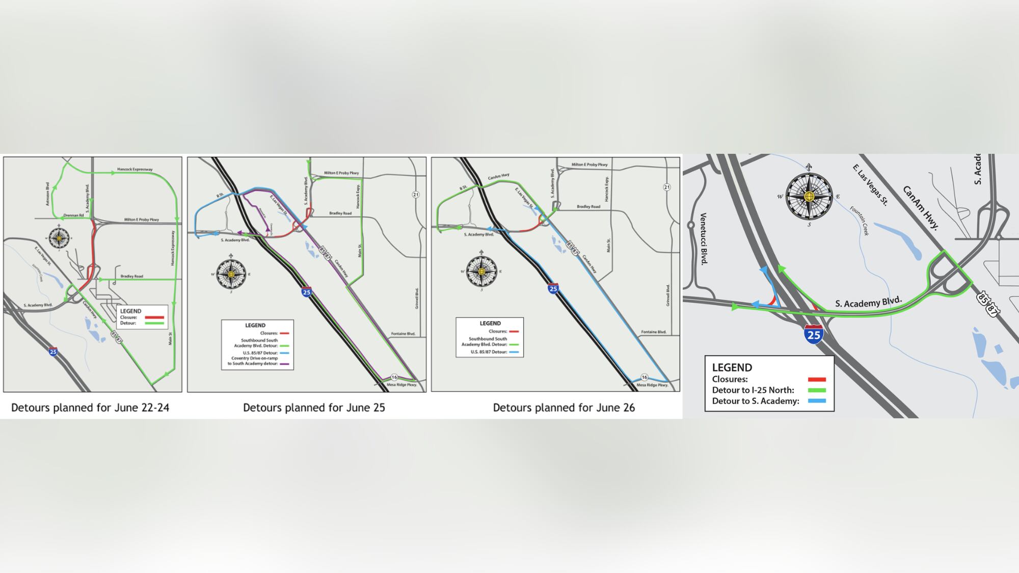 Upcoming overnight closures on South Academy Boulevard in Colorado Springs