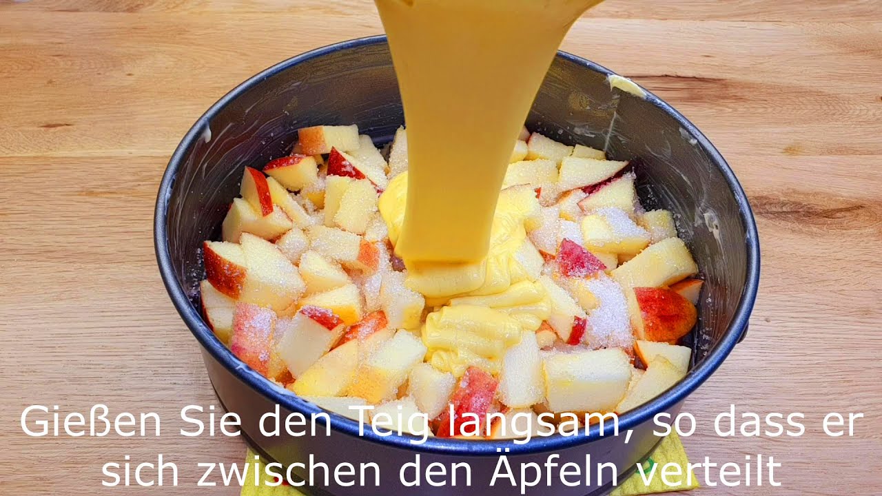 Schnelles und einfaches Apfelkuchen Rezept, 5 Minuten Arbeit und 25 ...