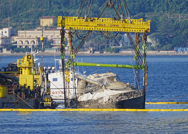 Mike Lynch’s superyacht seen on the surface for the first time since it