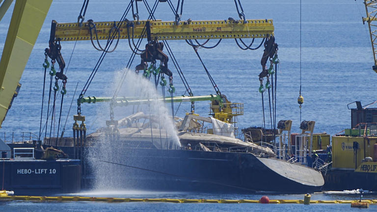 Sunken Bayesian superyacht raised from seabed near Sicily