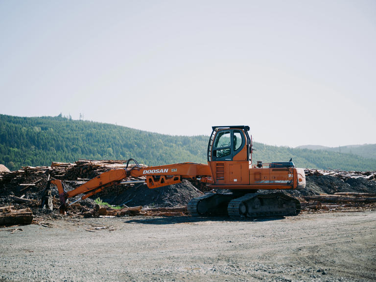 The entrance to a logging yard in Port Angeles.
