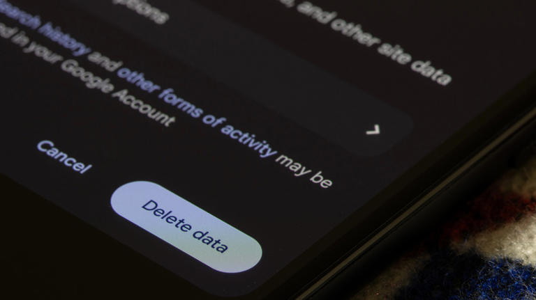 An Android smartphone with the option to delete data.