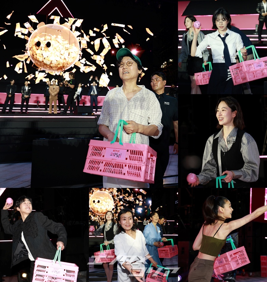 ★イカゲーム◆チョユリ◆サインボール◆IZ*ONE フォト】『イカゲーム』メーンキャストたち「幸運のサインボールをどうぞ」