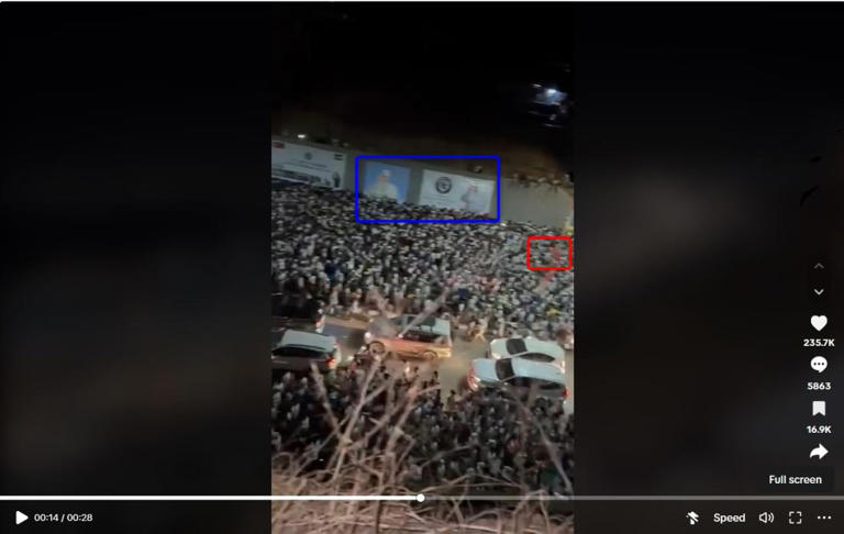 Tangkapan layar video TikTok pada September 2024 dengan poster bergambar Paus dan bendera Timor Lester ditandai oleh AFP