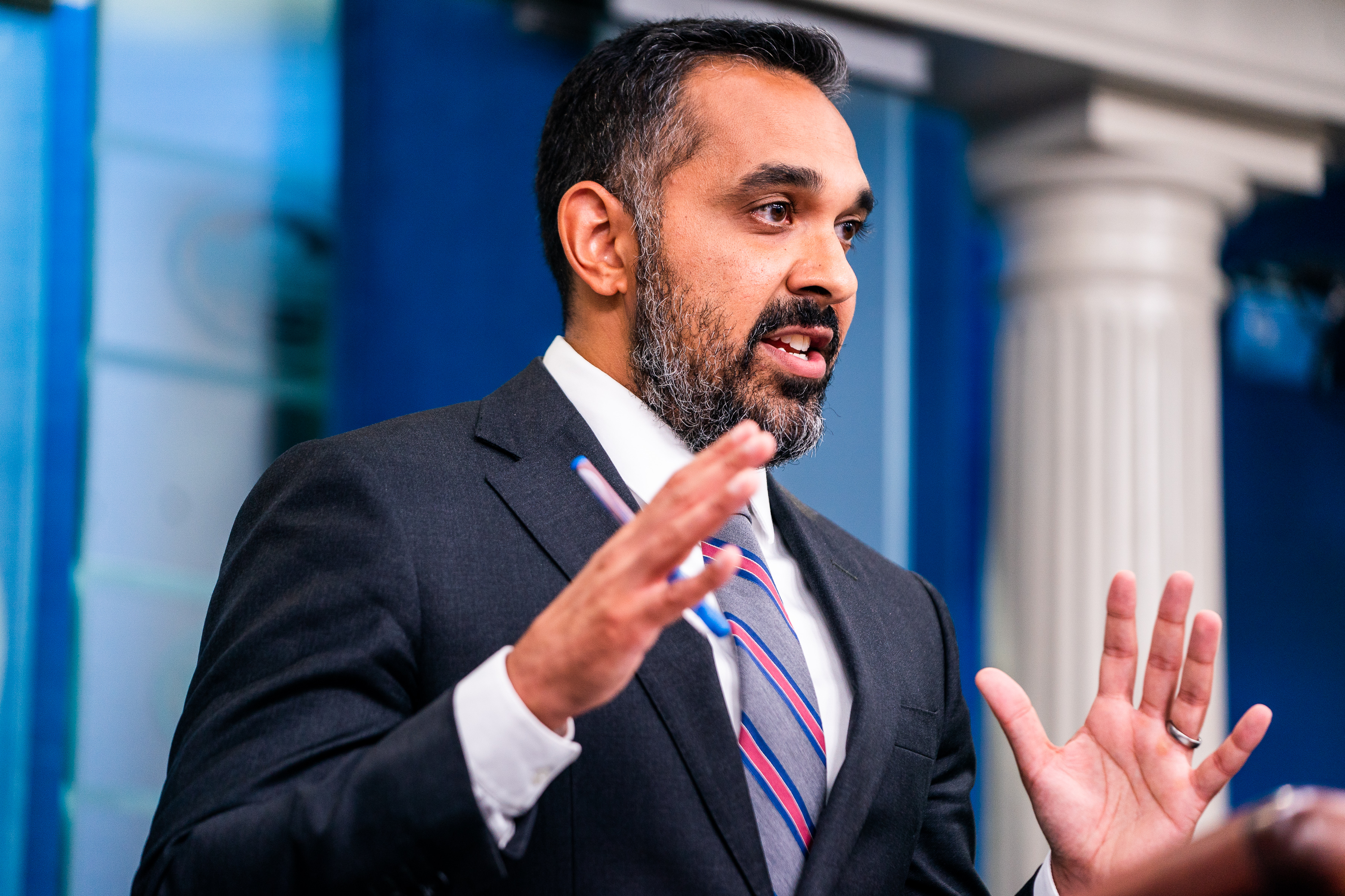 Then-deputy director of the National Economic Council, Bharat Ramamurti, during the daily press briefing at the White House on Aug. 26, 2022.