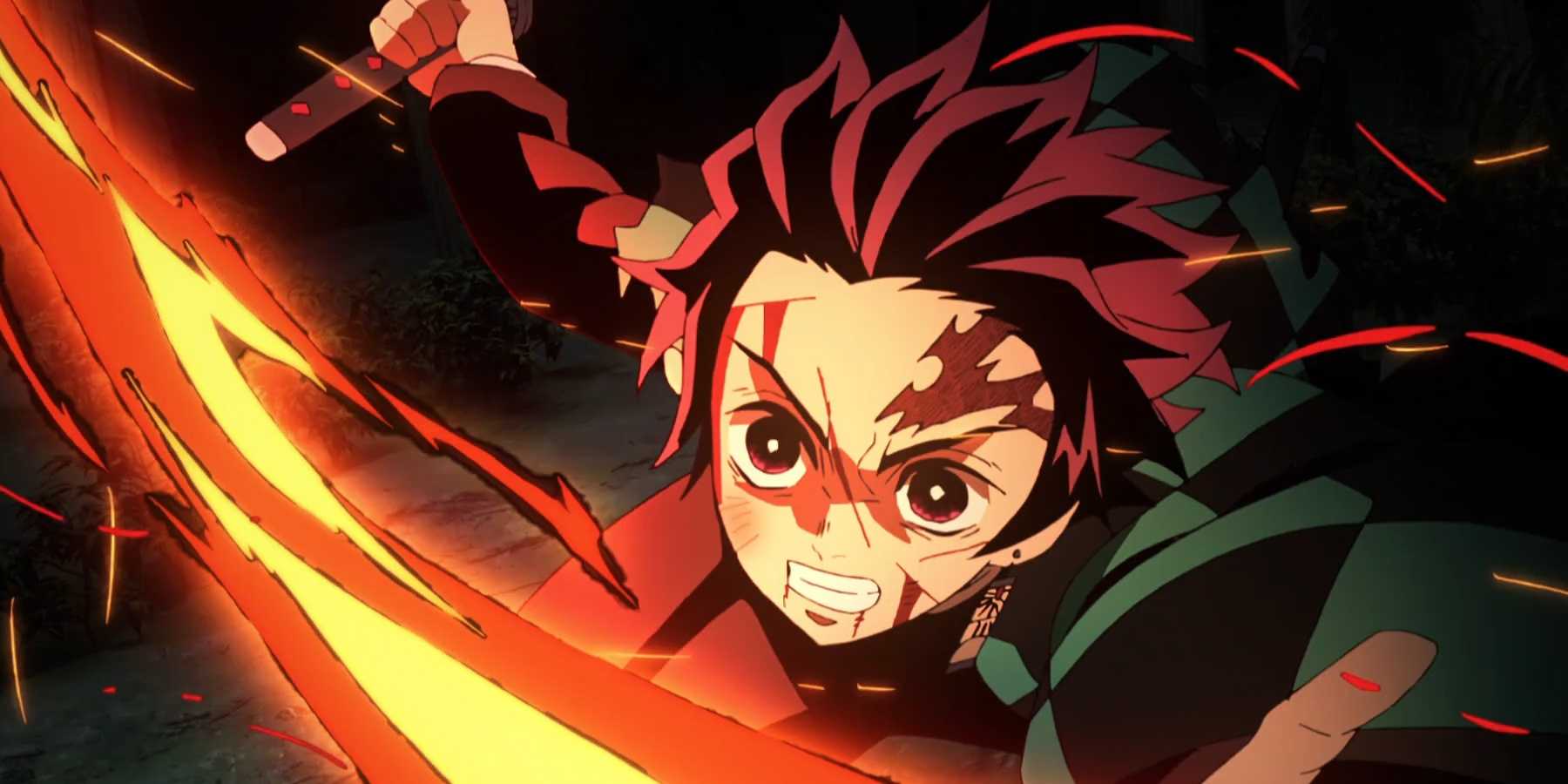 Tanjiro attacks with Hinokami Kagura.