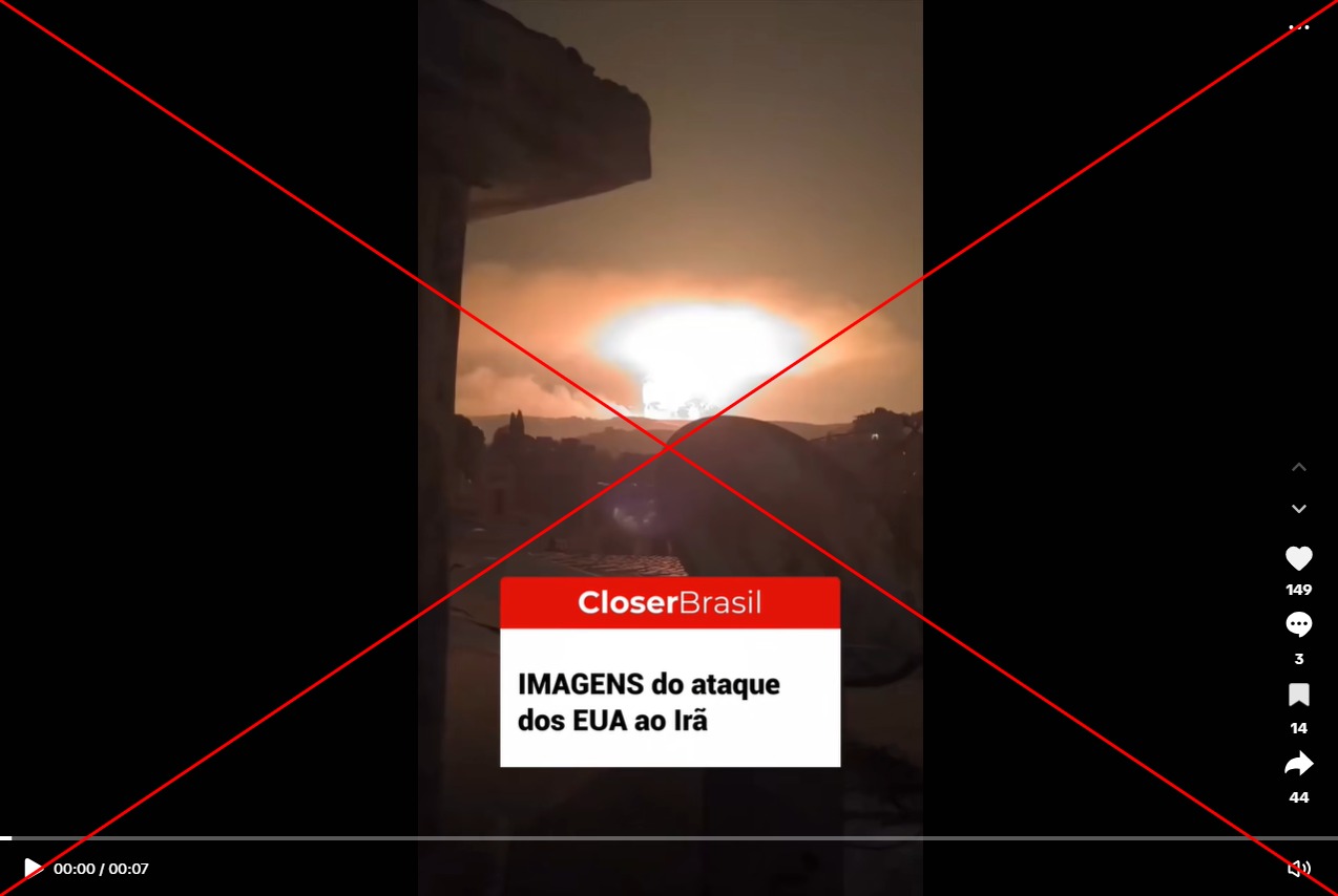 Filmagem de bombardeio na Síria em 2024 circula falsamente como um ataque dos EUA ao Irã em 2025