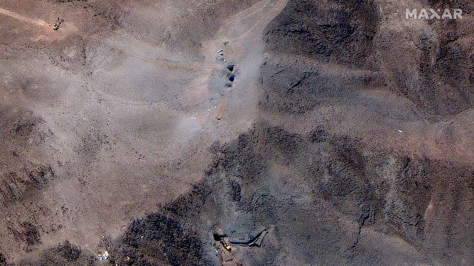Maxar said the new images show 'ongoing activity at and near the ventilation shafts and holes caused by last week’s airstrikes on the Fordow fuel enrichment complex.' - Maxar Technologies