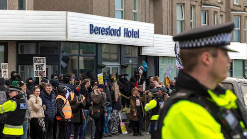Hotels housing asylum seekers have become hotspots of protest. Jory Mundy/Shutterstock