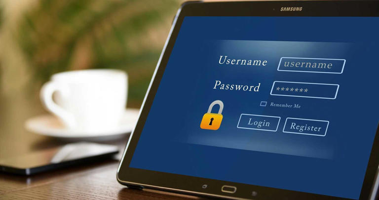 A Samsung tablet showing a generic account login screen