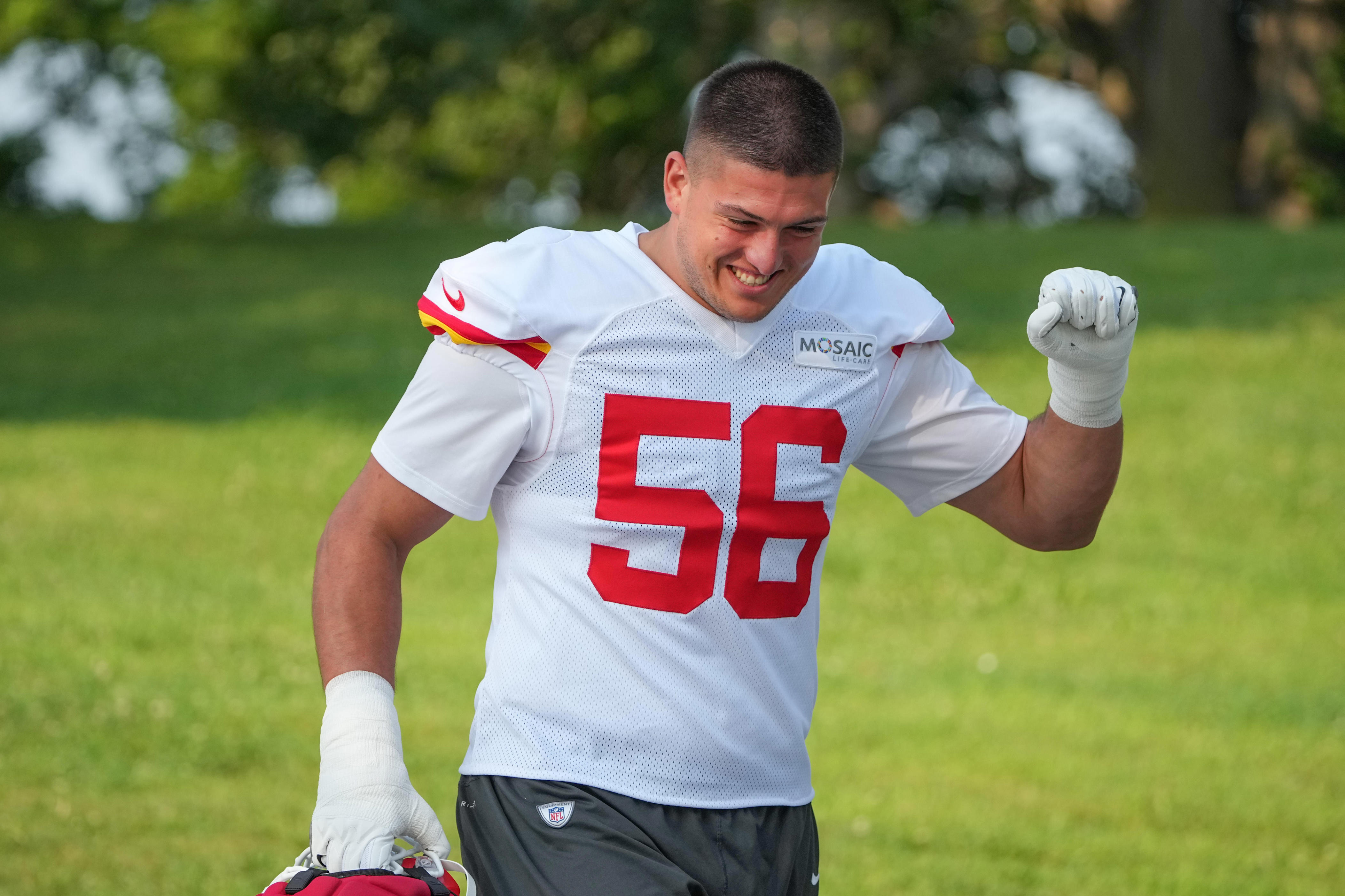 Kansas City Chiefs DL George Karlaftis participates in the annual Sack ...