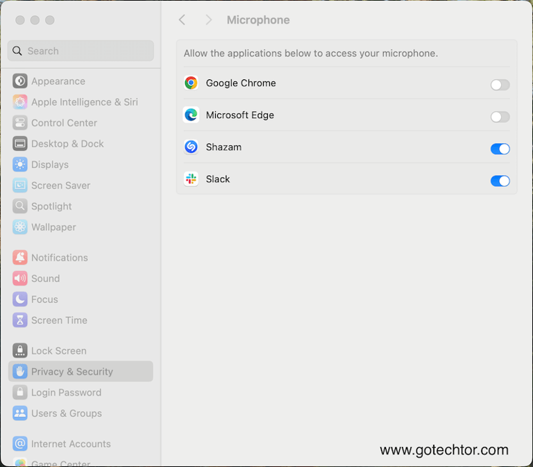 mac microphone access settings