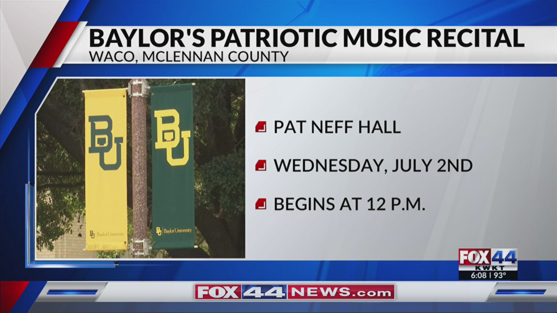 Patriotic Music Recital to be held at Baylor University Patriotic Music Recital to be held at Baylor University